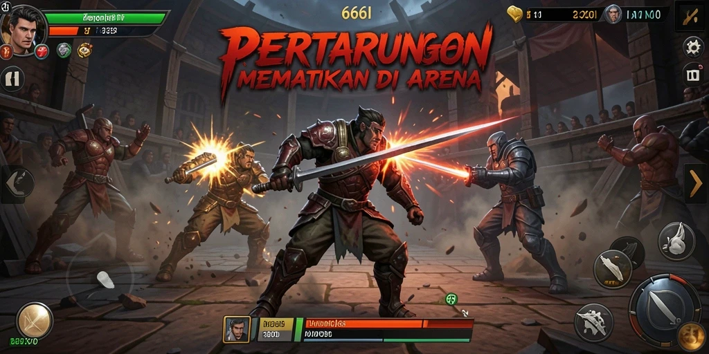Gameplay seru di arena pertarungan 666I.