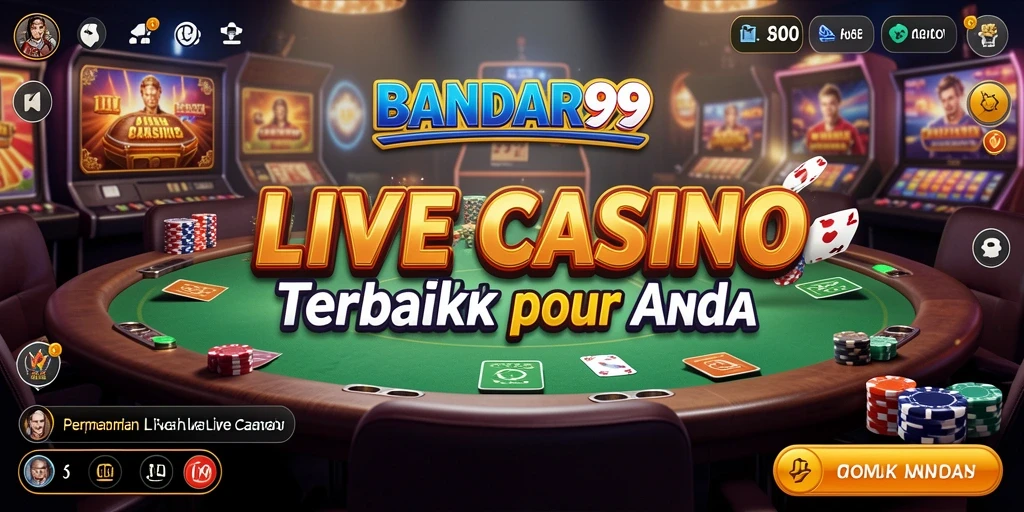 Screenshot BANDAR99 menampilkan dealer langsung dalam aksi permainan Live Casino.