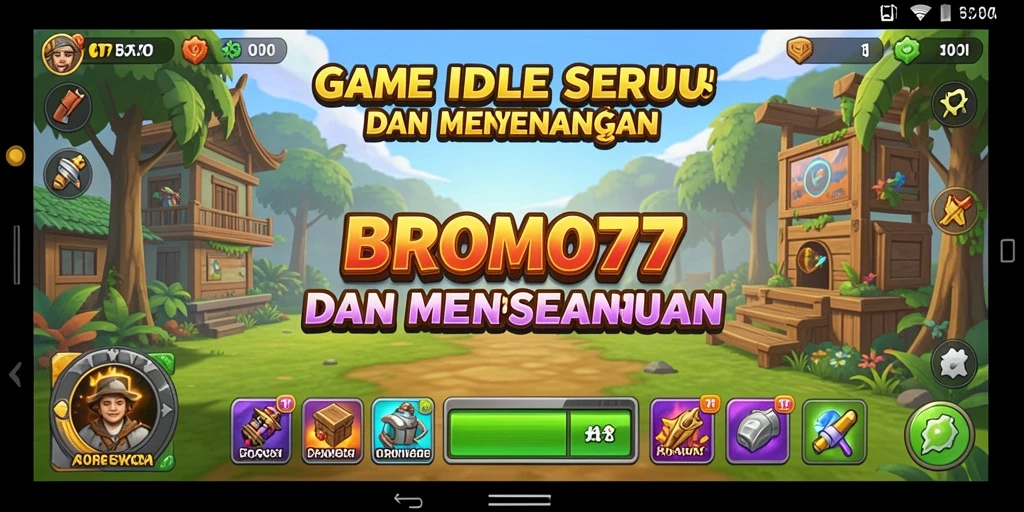Tampilan gameplay BROMO77 yang menarik dengan karakter dan sumber daya.