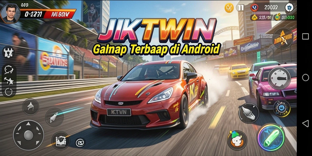 Tampilan gameplay balapan yang menegangkan dan mendebarkan di JKTWIN.