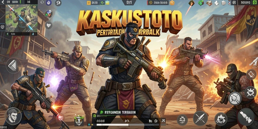 Screenshot gameplay KASKUSTOTO menampilkan aksi pertarungan Battle Royale yang intens.