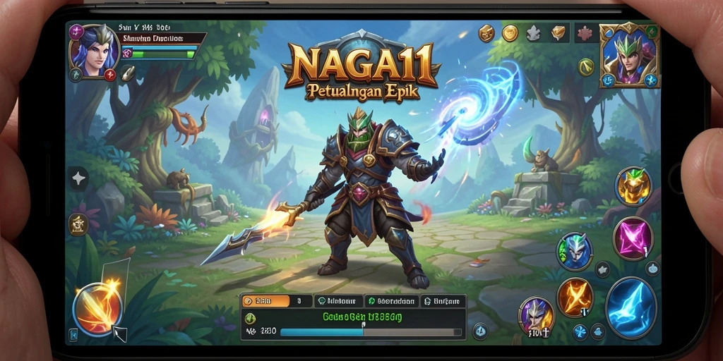 Screenshot NAGA11 yang menampilkan karakter sedang bertarung melawan monster.