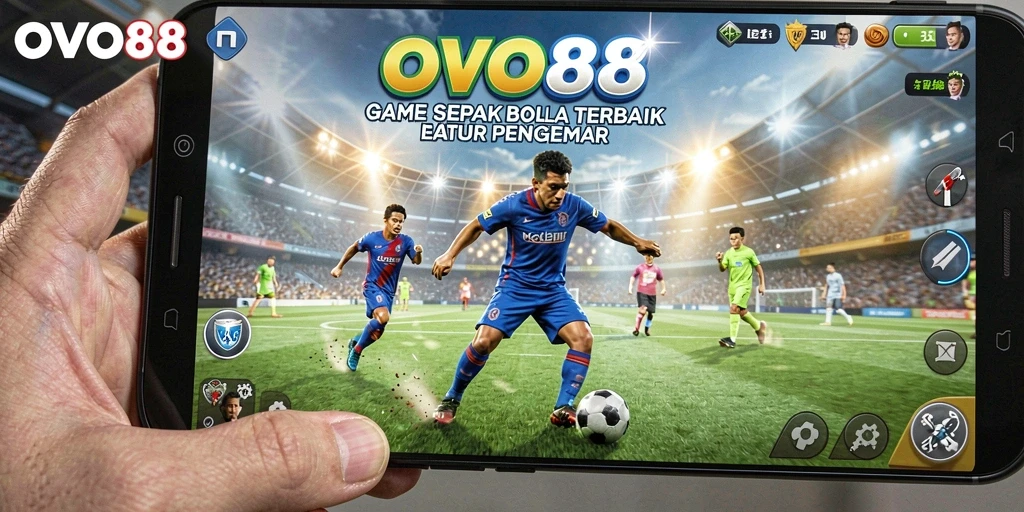 Gameplay OVO88 yang menarik dan penuh aksi sepak bola.
