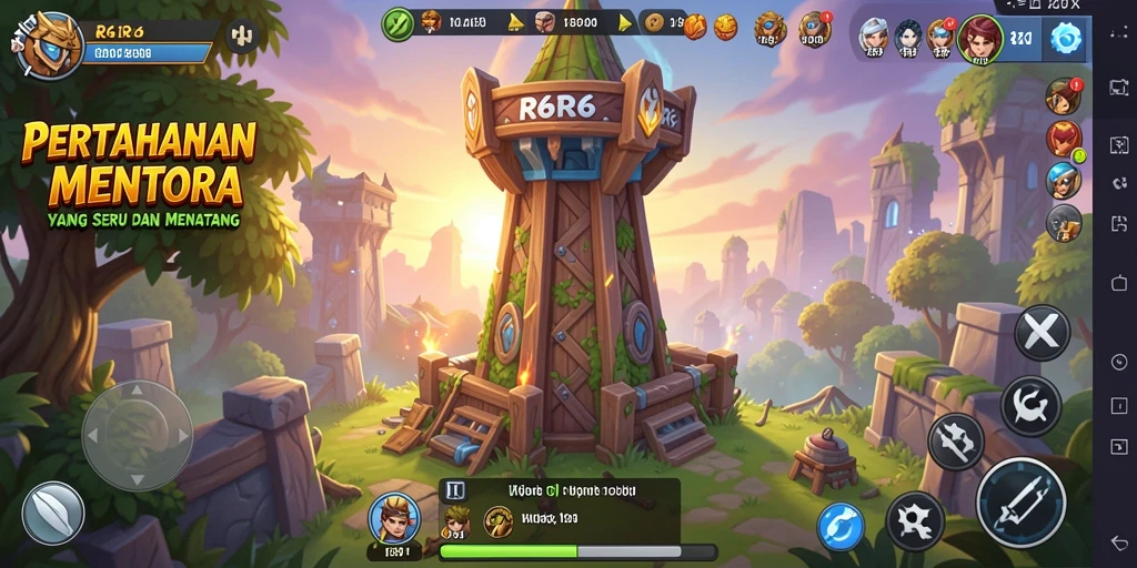 Gameplay menara pertahanan yang intens dan strategis di R6R6.