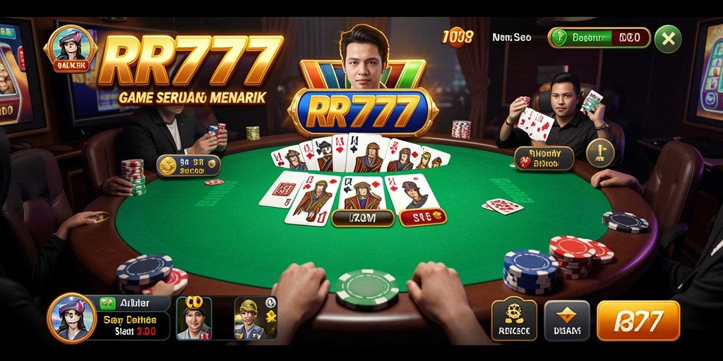 Tampilan gameplay menegangkan saat bermain Poker di RR777.