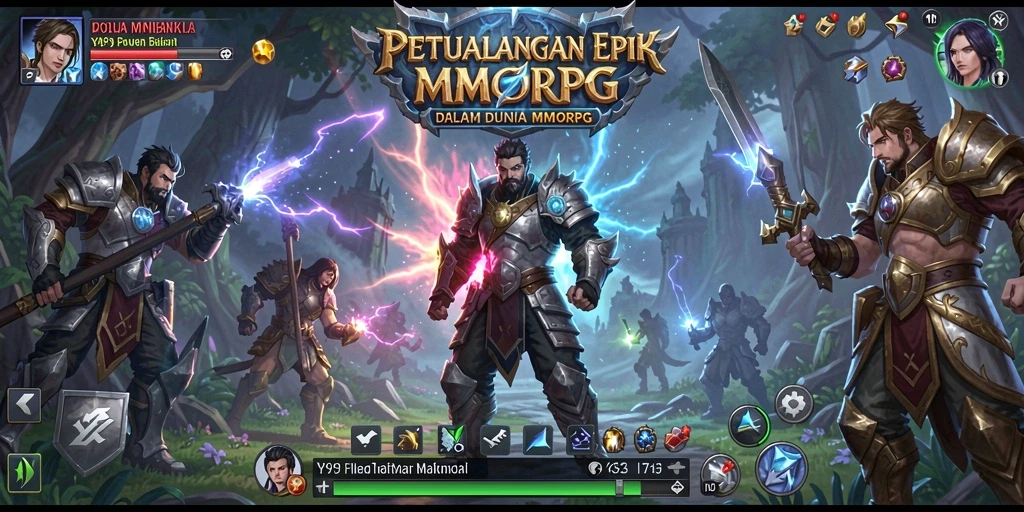 Tampilan gameplay Y89 dengan pertarungan seru di dunia MMORPG.